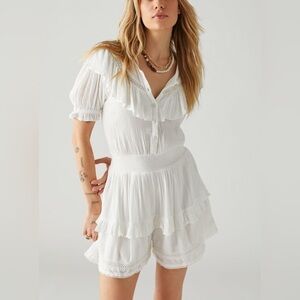 NWOT Urban Outfitters, Topanga Ruffle Romper, Medium, White